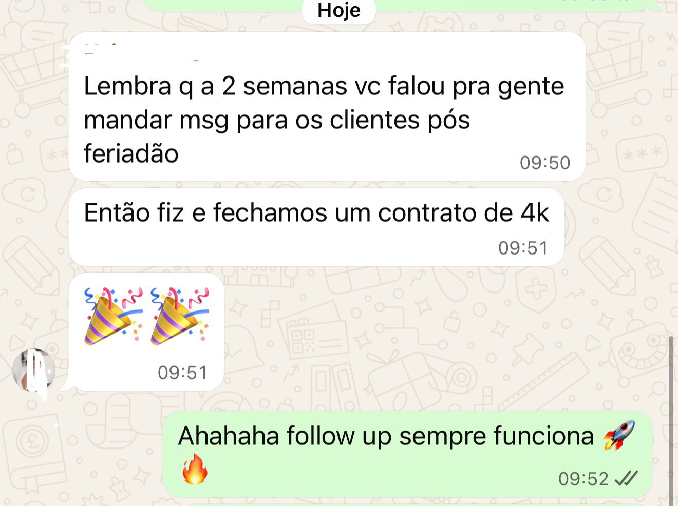Depoimento aluna follow-up feriadão